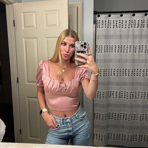 pink silk top